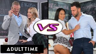 ADULT TIME – NAUGHTY SCHOOLGIRL BATTLE! Khloe Kapri VS Kimmy Kimm